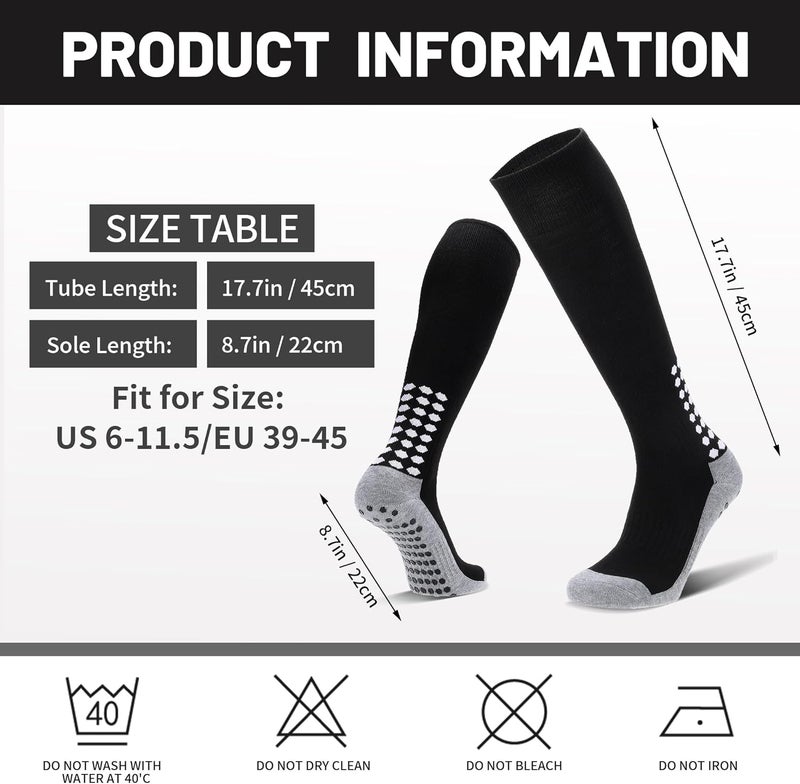 Regilt 3 Pairs Grip Soccer Socks Men Cushioned Non Slip Football Basketball Sports Socks Knee High Long Socks - Image 2